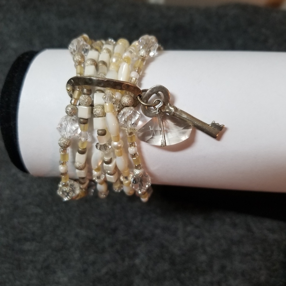 Stretch bracelet with sterling silver accents